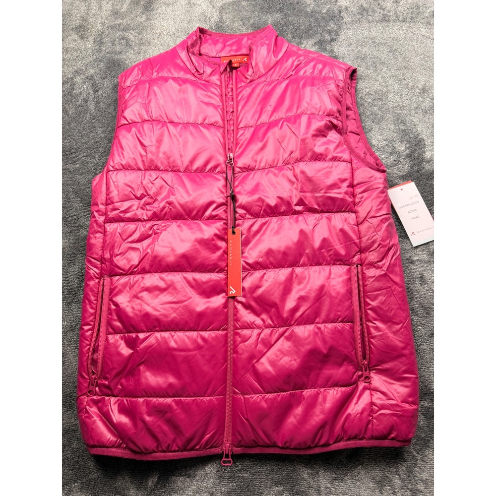 Redvanly Bolton Vest Sangria Pink Quilted Puffer Full Zip Activewear R2395 Small